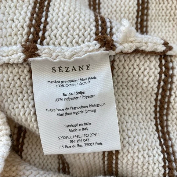 Sezane Leontine Jumper Sweater in Ecru Camel Stripe Size XS - Picture 9 of 13
